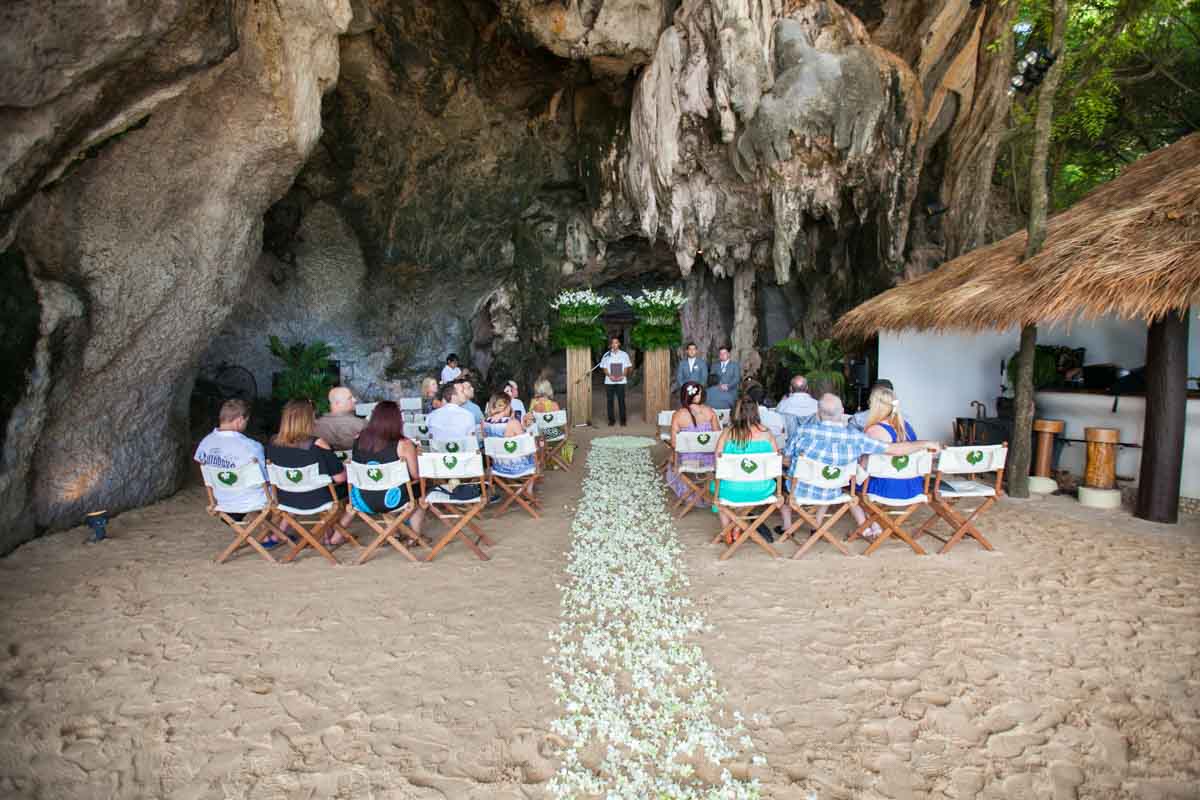 Samm and Daniel wedding photo session on Railay beac after there wedding ceremony at Rayavadee Resort Thailand.