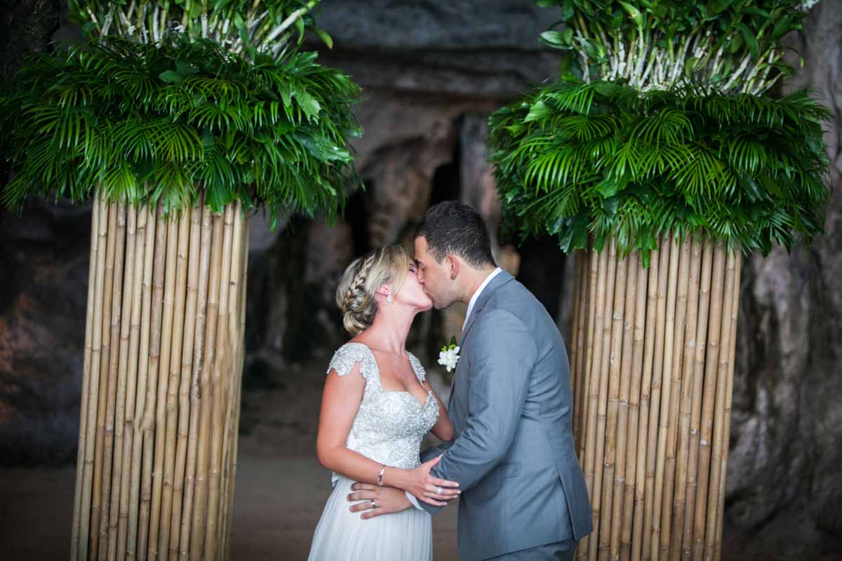 Samm and Daniel wedding photo session on Railay beac after there wedding ceremony at Rayavadee Resort Thailand.